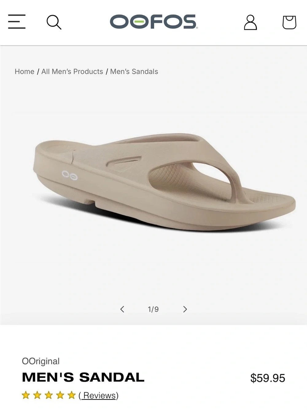 OOFOS Men's Sandal -off white